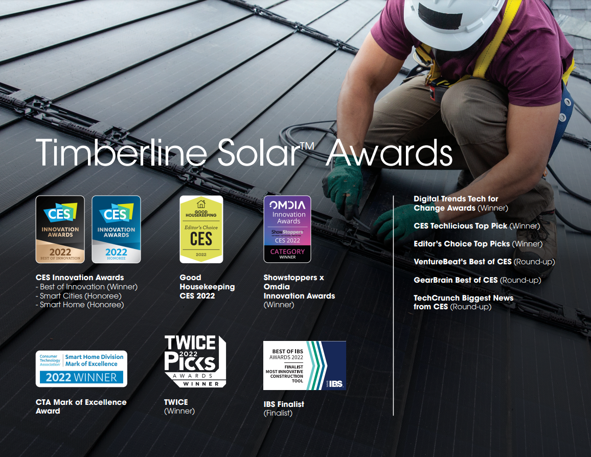 Timberline solar Award