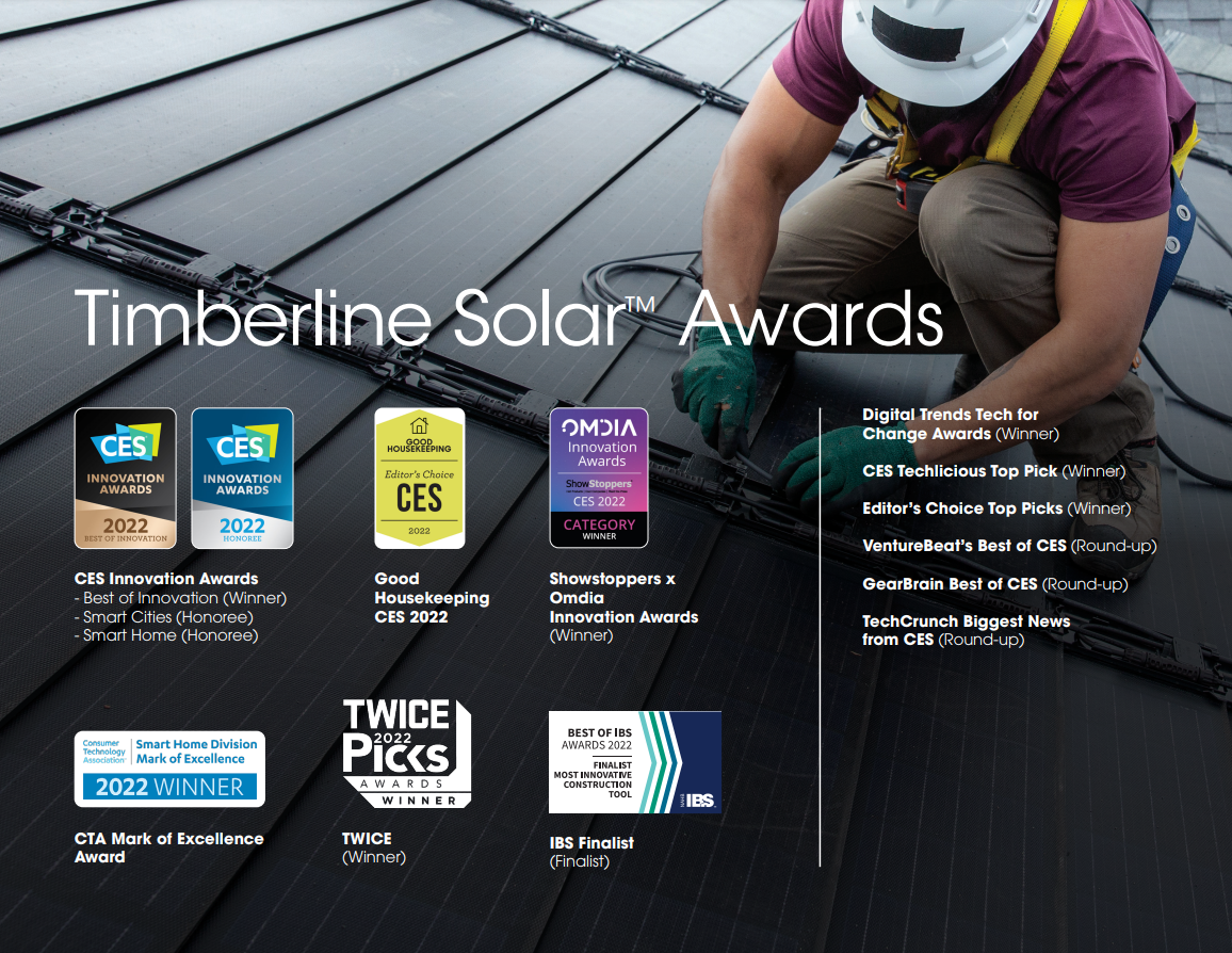 Timberline Solar Awards | Clean Roofing